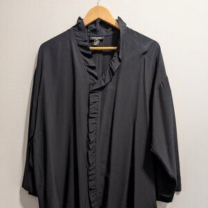 Eskandar Bergdorf Goodman Silk Blouse Black Size 2 Oversized L/XL/XXL